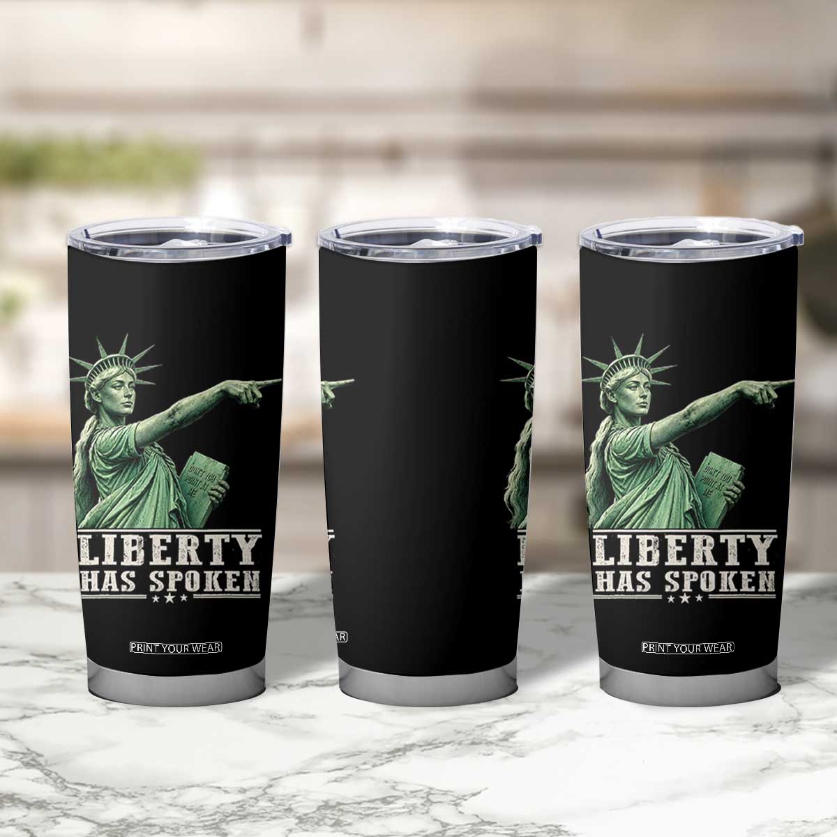 Liberty Has Spoken Pointing Statue Parody Tumbler Cup Funny Sarcastic Basketball Sports Viral Meme Americana TS02 Print Your Wear