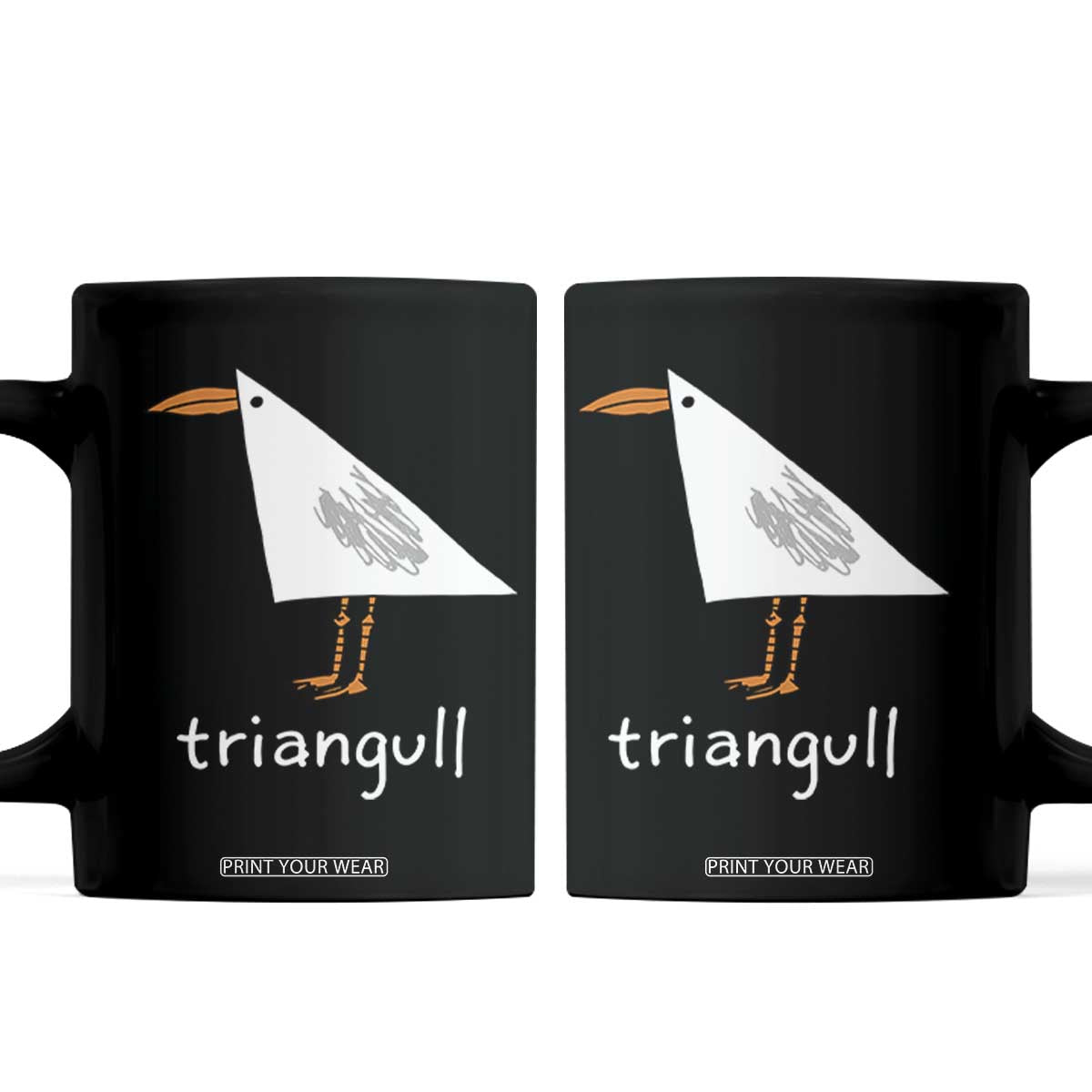 Triangull Funny Triangle Seagull Meme Coffee Mug Geometry Bird Pun Minimalist Coastal Graphic TS02 Black Print Your Wear