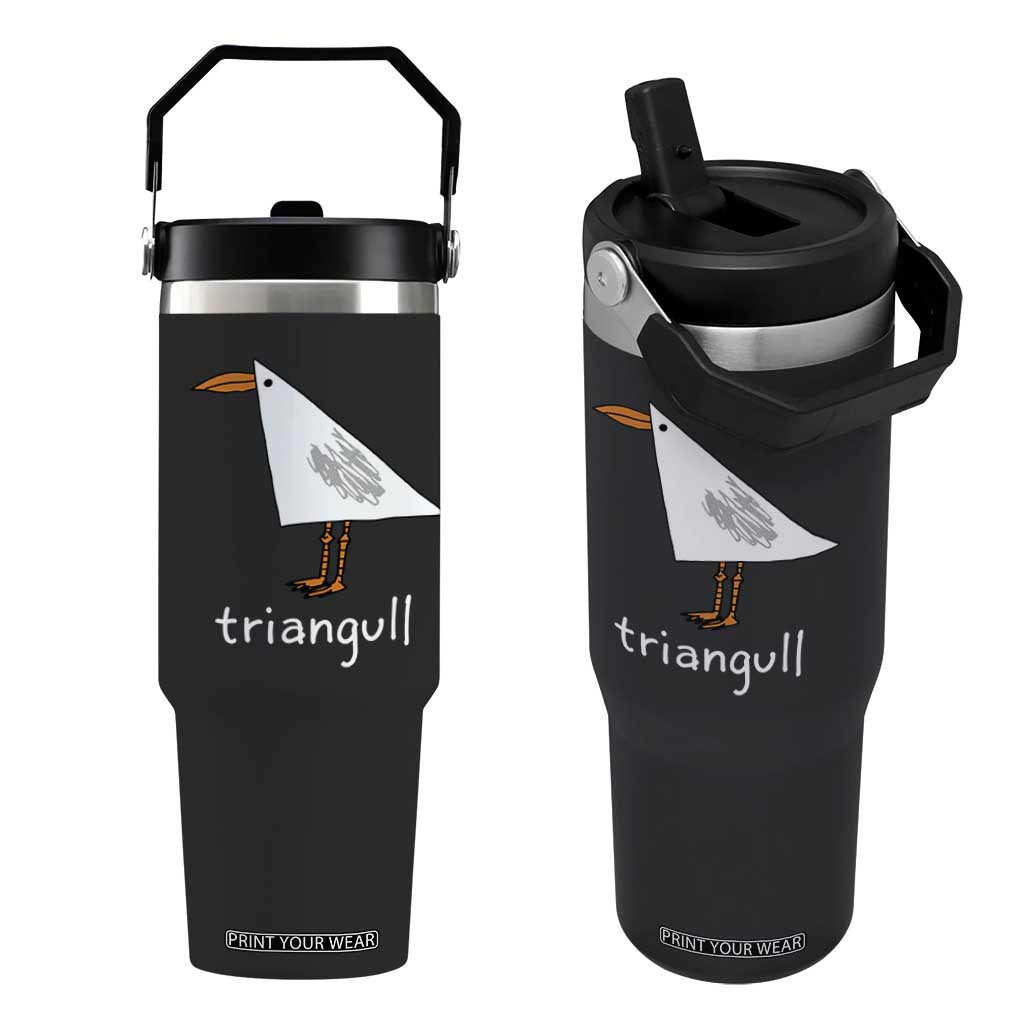 Triangull Funny Triangle Seagull Meme Flip Straw Tumbler Geometry Bird Pun Minimalist Coastal Graphic TS02 One Size: 30 oz Black Print Your Wear
