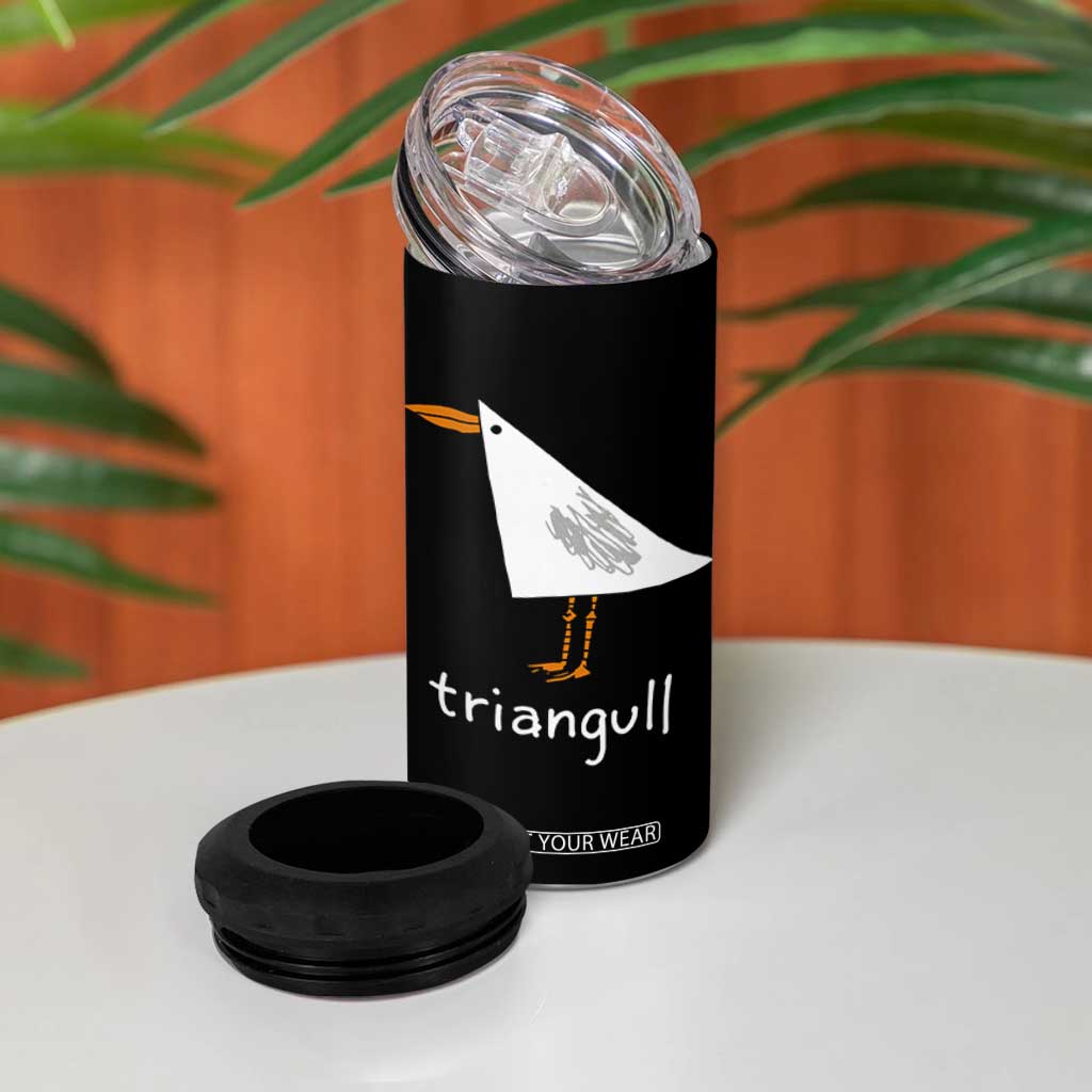 Triangull Funny Triangle Seagull Meme 4 in 1 Can Cooler Tumbler Geometry Bird Pun Minimalist Coastal Graphic