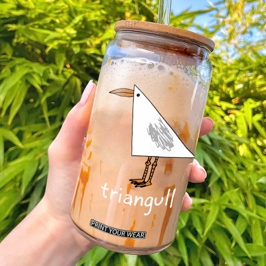 Triangull Funny Triangle Seagull Meme Glass Can Geometry Bird Pun Minimalist Coastal Graphic TS02 Black Print Your Wear
