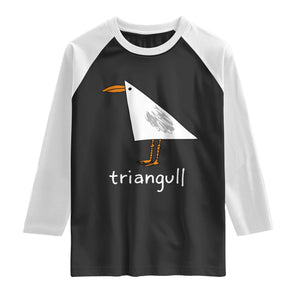 Triangull Funny Triangle Seagull Meme Raglan Shirt Geometry Bird Pun Minimalist Coastal Graphic