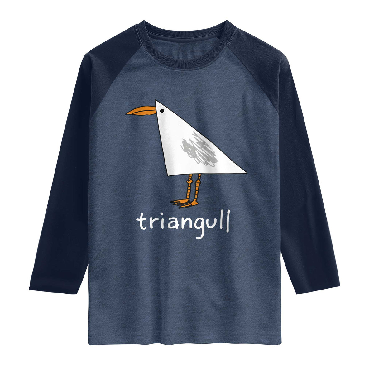 Triangull Funny Triangle Seagull Meme Raglan Shirt Geometry Bird Pun Minimalist Coastal Graphic