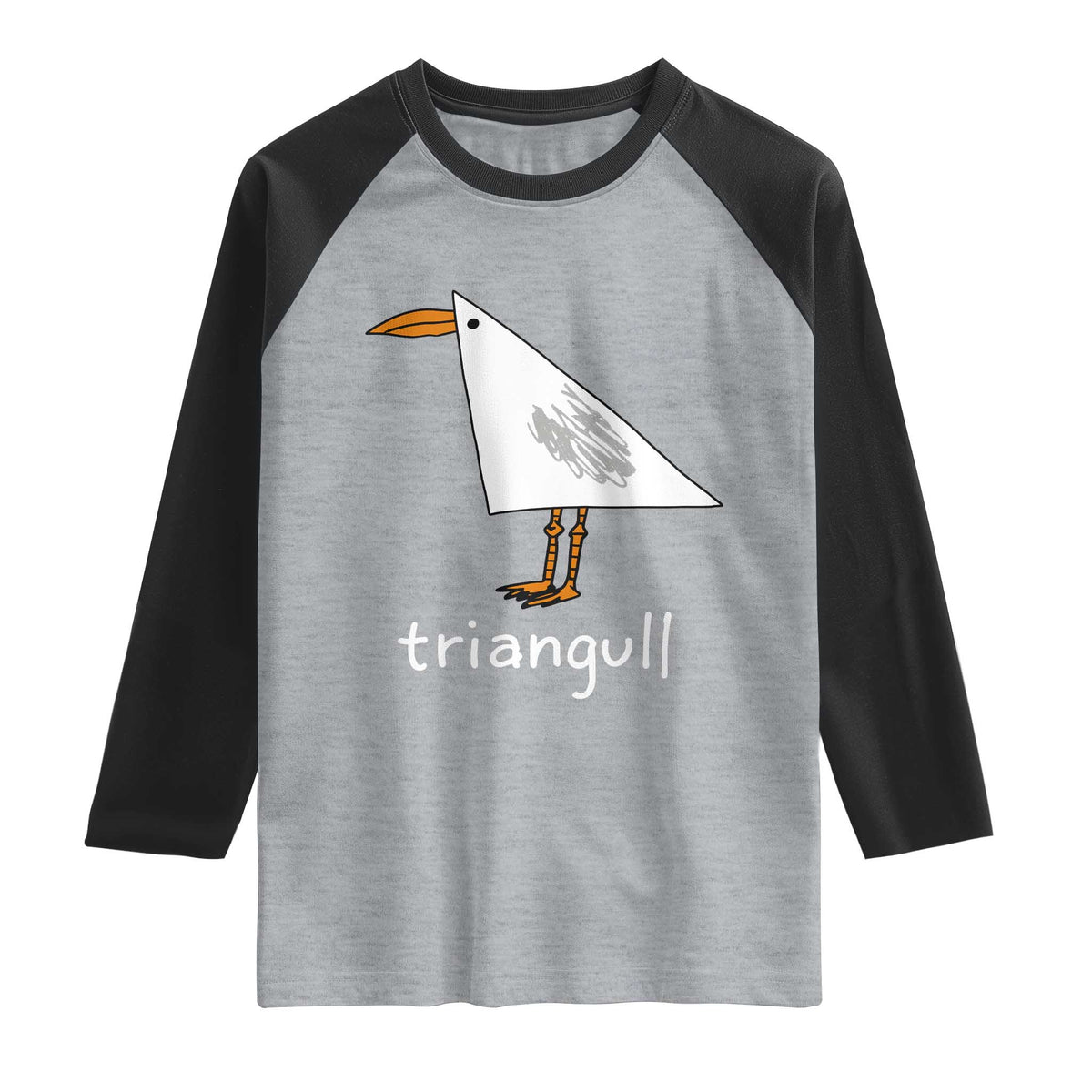 Triangull Funny Triangle Seagull Meme Raglan Shirt Geometry Bird Pun Minimalist Coastal Graphic