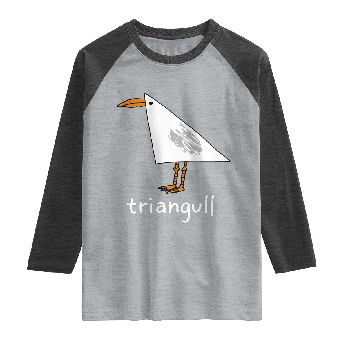 Triangull Funny Triangle Seagull Meme Raglan Shirt Geometry Bird Pun Minimalist Coastal Graphic