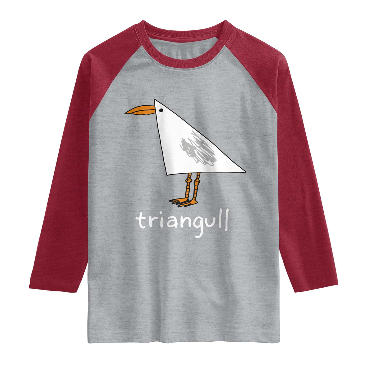 Triangull Funny Triangle Seagull Meme Raglan Shirt Geometry Bird Pun Minimalist Coastal Graphic