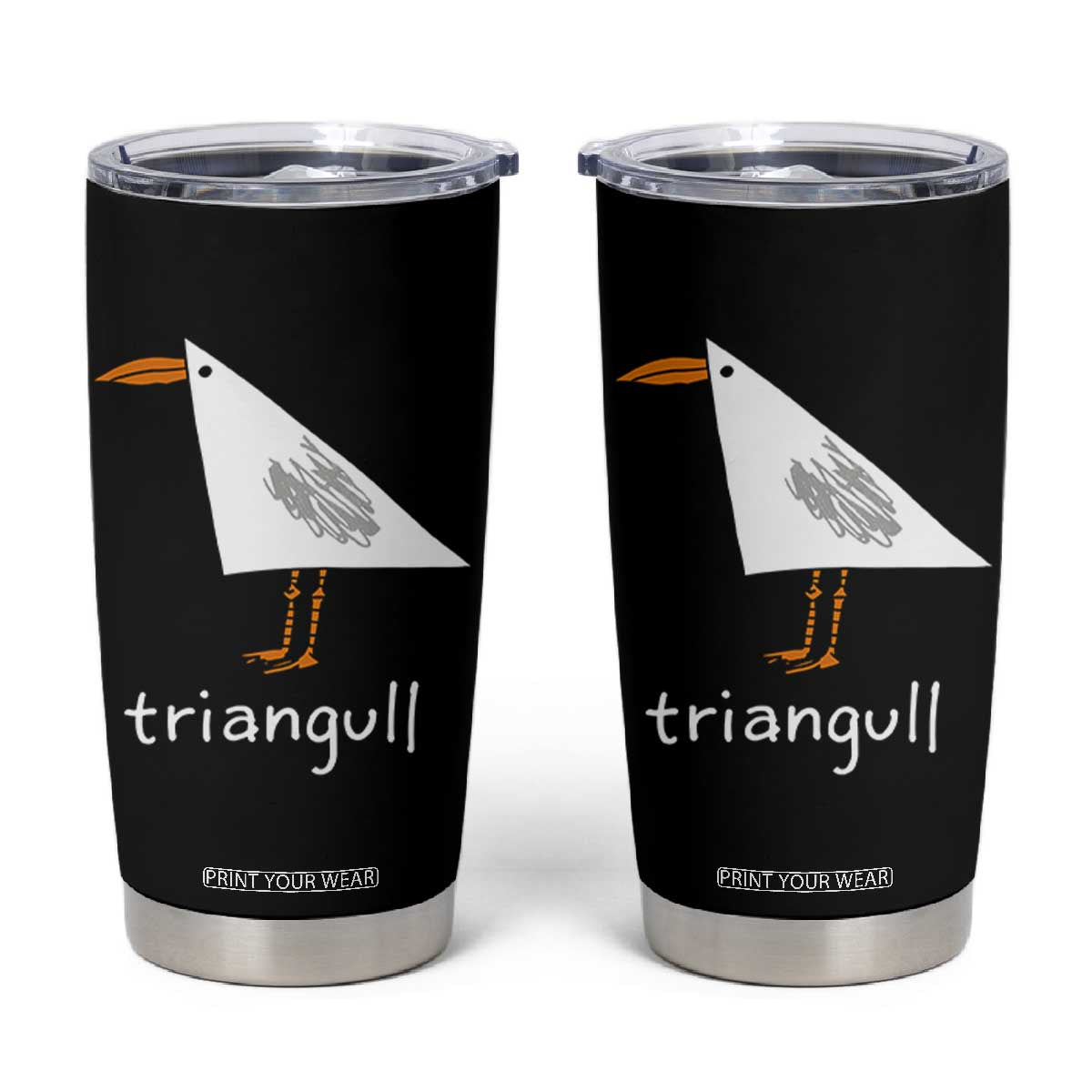 Triangull Funny Triangle Seagull Meme Tumbler Cup Geometry Bird Pun Minimalist Coastal Graphic TS02 Black Print Your Wear