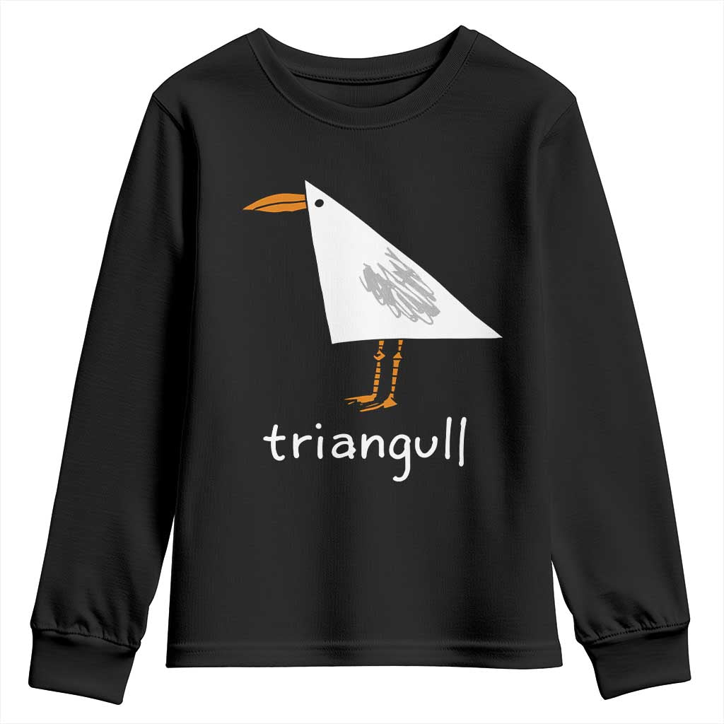 Triangull Funny Triangle Seagull Meme Youth Sweatshirt Geometry Bird Pun Minimalist Coastal Graphic TS02 Black Print Your Wear