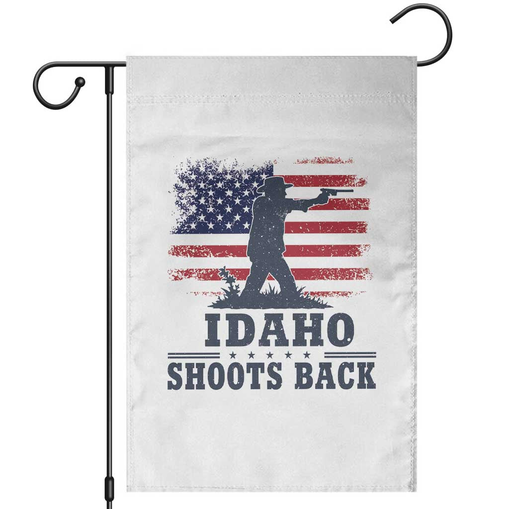 Idaho Shoots Back Distressed American Flag Garden Flag Cowboy Gunslinger Graphic TS02 White Print Your Wear