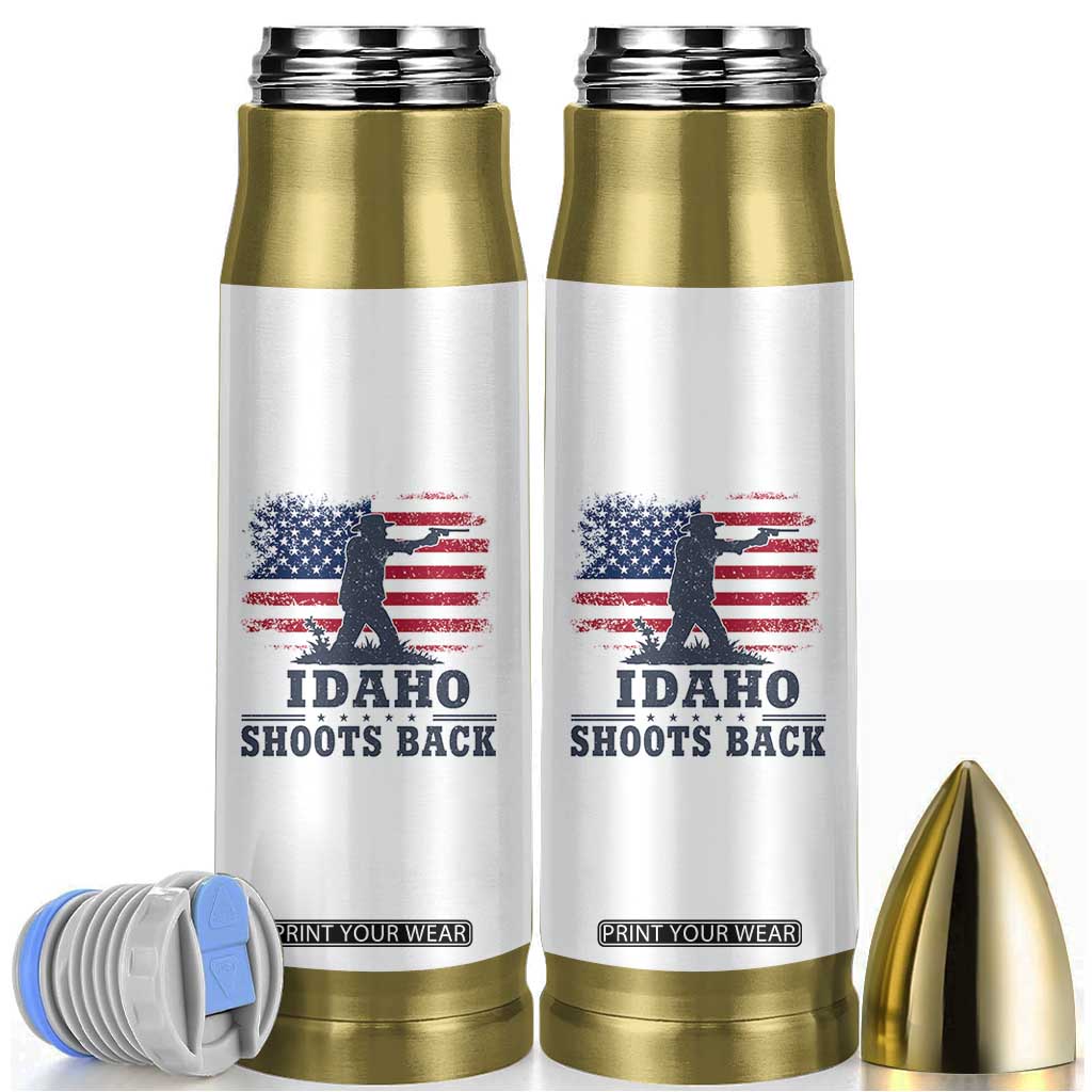 Idaho Shoots Back Distressed American Flag Bullet Tumbler Cowboy Gunslinger Graphic TS02 White Print Your Wear