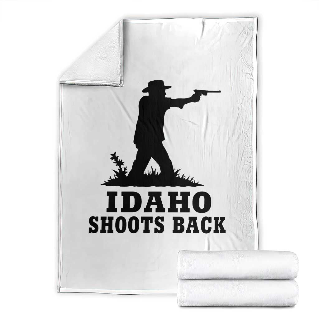 Idaho Shoots Back Minimalist Gunslinger Silhouette State Pride Graphic Throw Blanket TS02 White Print Your Wear