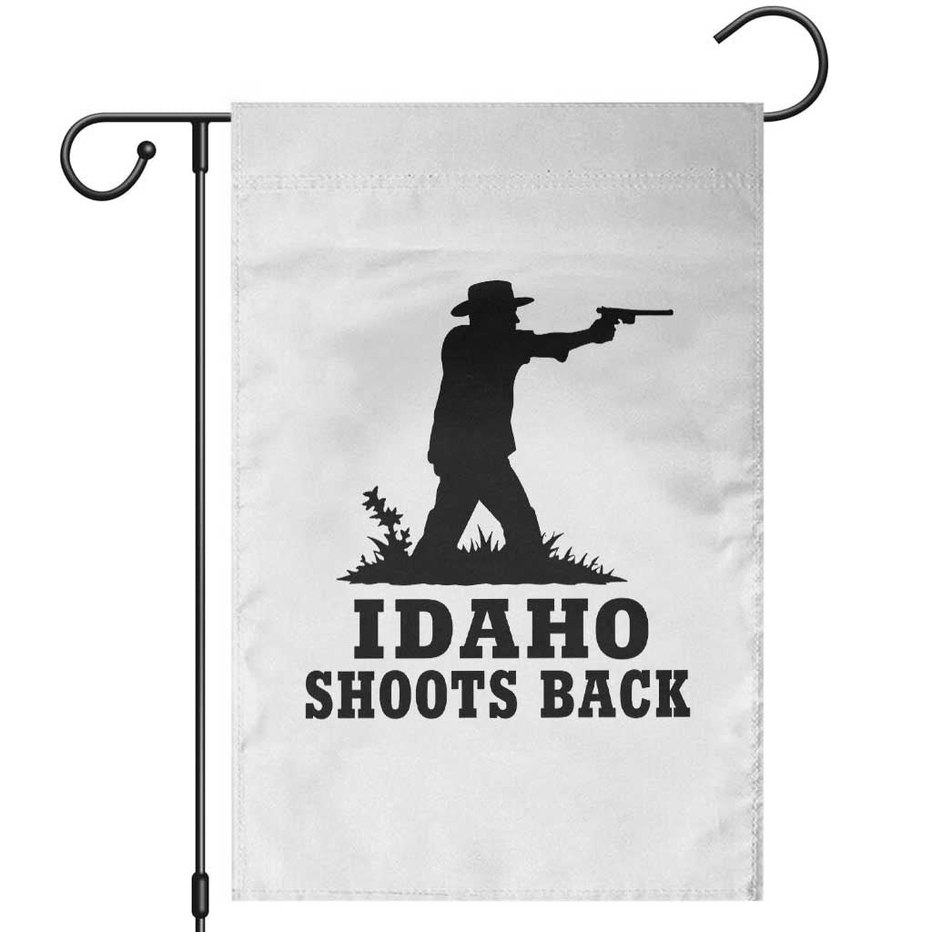 Idaho Shoots Back Minimalist Gunslinger Silhouette State Pride Graphic Garden Flag