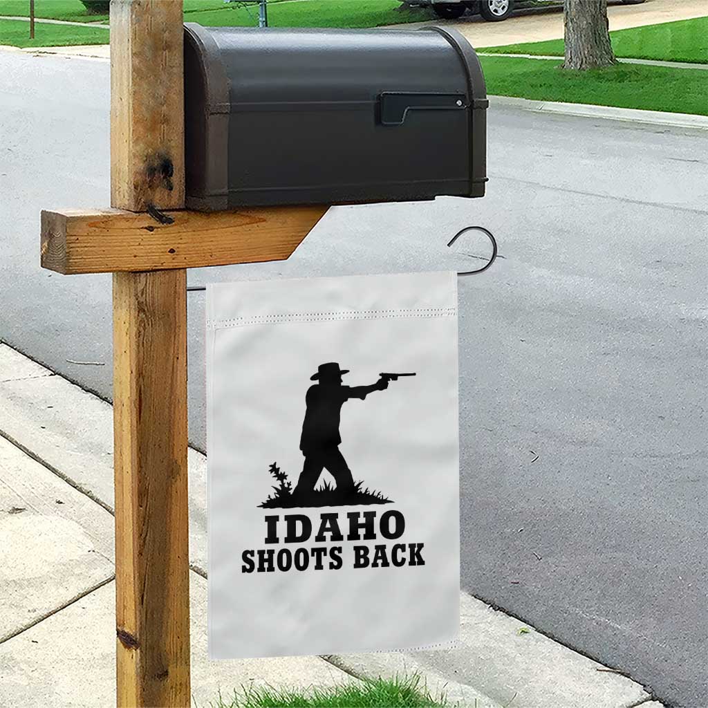 Idaho Shoots Back Minimalist Gunslinger Silhouette State Pride Graphic Garden Flag