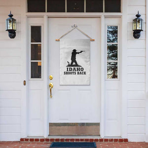 Idaho Shoots Back Minimalist Gunslinger Silhouette State Pride Graphic Garden Flag