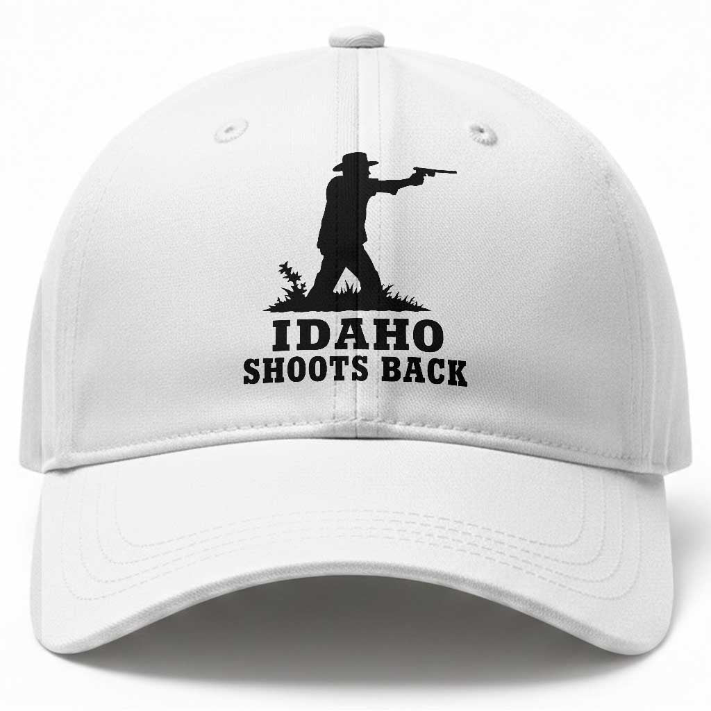 Idaho Shoots Back Minimalist Gunslinger Silhouette State Pride Graphic Baseball Cap TS02 Print Your Wear
