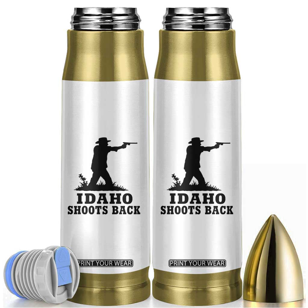 Idaho Shoots Back Minimalist Gunslinger Silhouette State Pride Graphic Bullet Tumbler TS02 White Print Your Wear