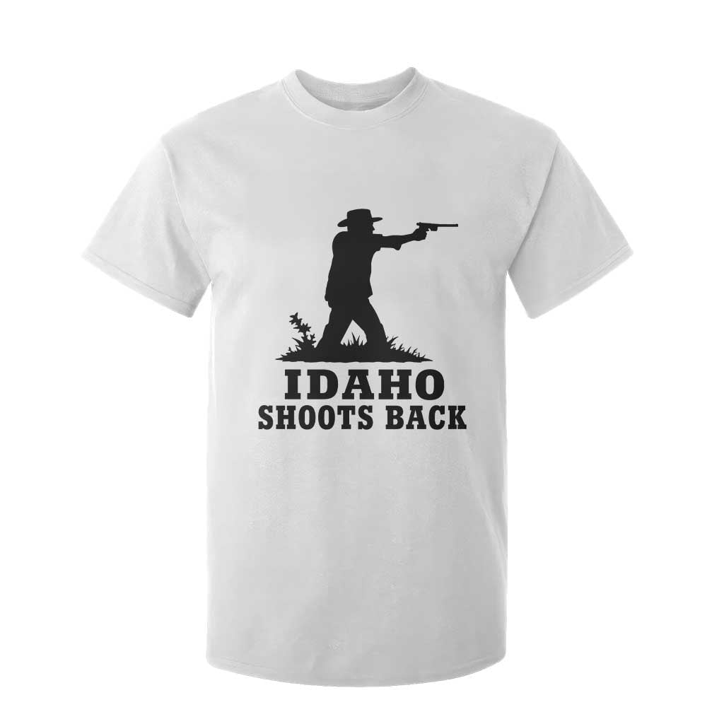 Idaho Shoots Back Minimalist Gunslinger Silhouette State Pride Graphic T Shirt For Kid TS02 White Print Your Wear