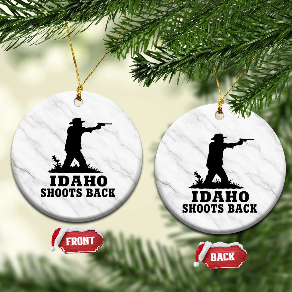 Idaho Shoots Back Minimalist Gunslinger Silhouette State Pride Graphic Ceramic Ornament TS02 1pc White Marble Print Your Wear