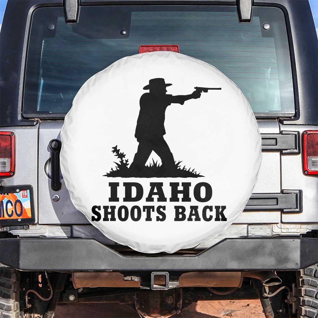 Idaho Shoots Back Minimalist Gunslinger Silhouette State Pride Graphic Spare Tire Cover TS02 No hole White Print Your Wear