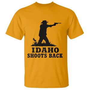 Idaho Shoots Back Minimalist Gunslinger Silhouette State Pride Graphic T Shirt