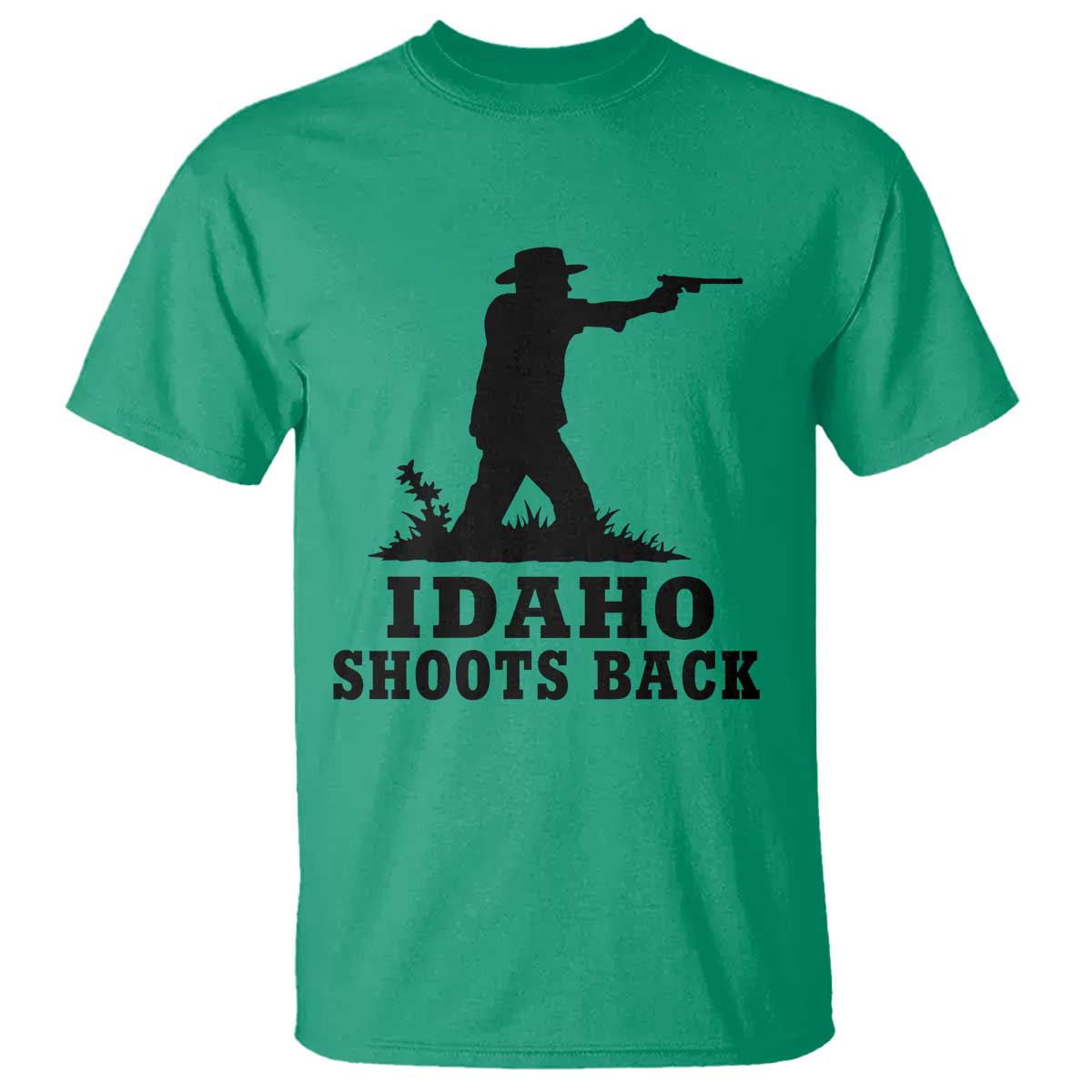 Idaho Shoots Back Minimalist Gunslinger Silhouette State Pride Graphic T Shirt