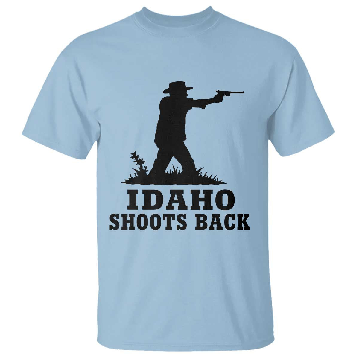 Idaho Shoots Back Minimalist Gunslinger Silhouette State Pride Graphic T Shirt