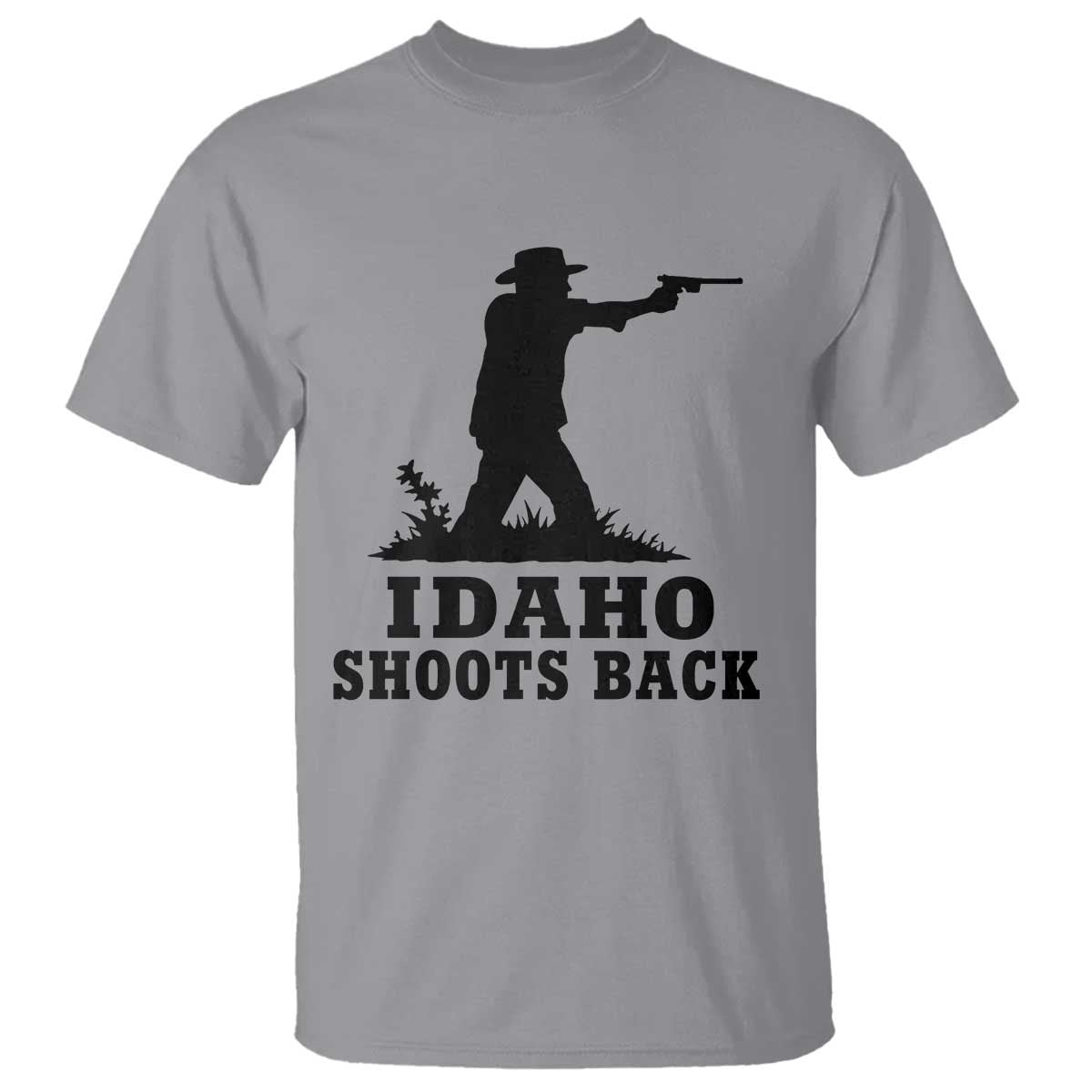Idaho Shoots Back Minimalist Gunslinger Silhouette State Pride Graphic T Shirt