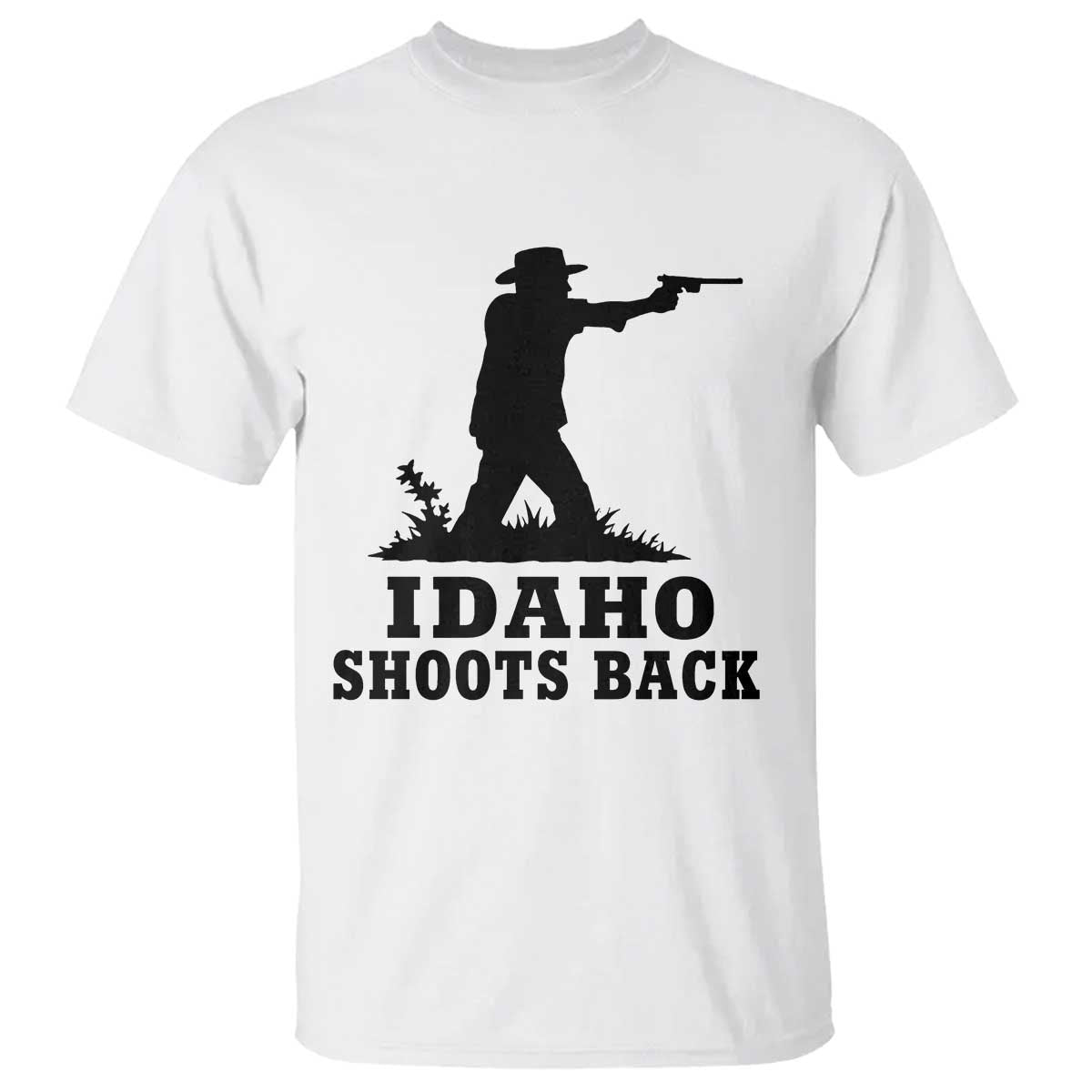 Idaho Shoots Back Minimalist Gunslinger Silhouette State Pride Graphic T Shirt