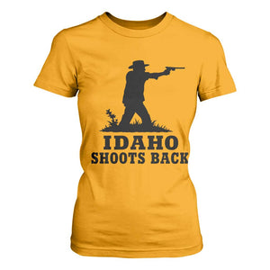 Idaho Shoots Back Minimalist Gunslinger Silhouette State Pride Graphic T Shirt For Women