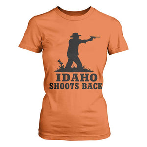 Idaho Shoots Back Minimalist Gunslinger Silhouette State Pride Graphic T Shirt For Women