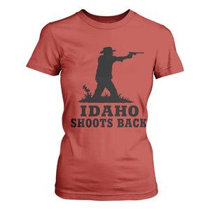 Idaho Shoots Back Minimalist Gunslinger Silhouette State Pride Graphic T Shirt For Women
