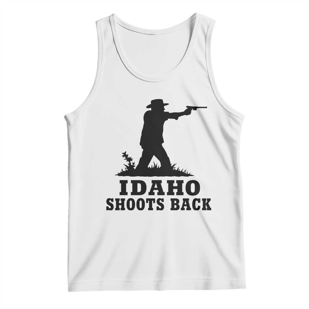 Idaho Shoots Back Minimalist Gunslinger Silhouette State Pride Graphic Tank Top TS02 White Print Your Wear