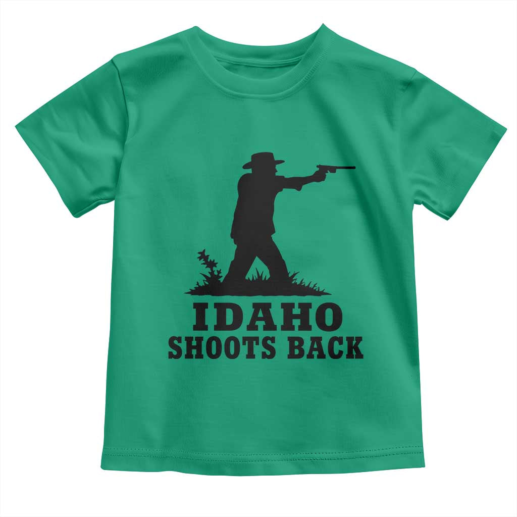 Idaho Shoots Back Minimalist Gunslinger Silhouette State Pride Graphic Toddler T Shirt