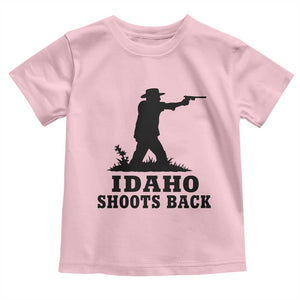 Idaho Shoots Back Minimalist Gunslinger Silhouette State Pride Graphic Toddler T Shirt