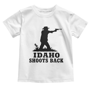 Idaho Shoots Back Minimalist Gunslinger Silhouette State Pride Graphic Toddler T Shirt