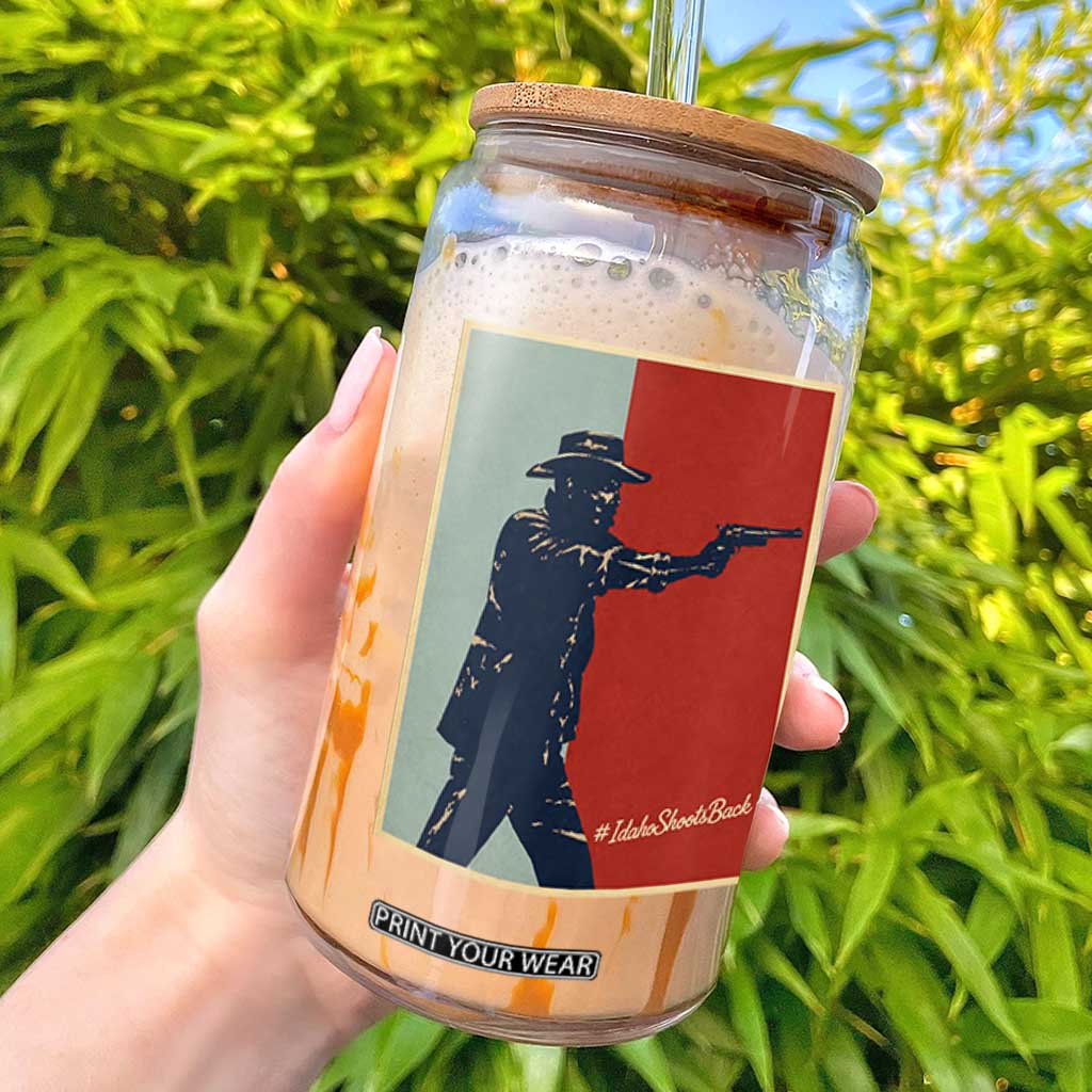 Idaho Shoots Back Vintage Pop Art Poster Style Graphic Glass Can TS02 Black Print Your Wear