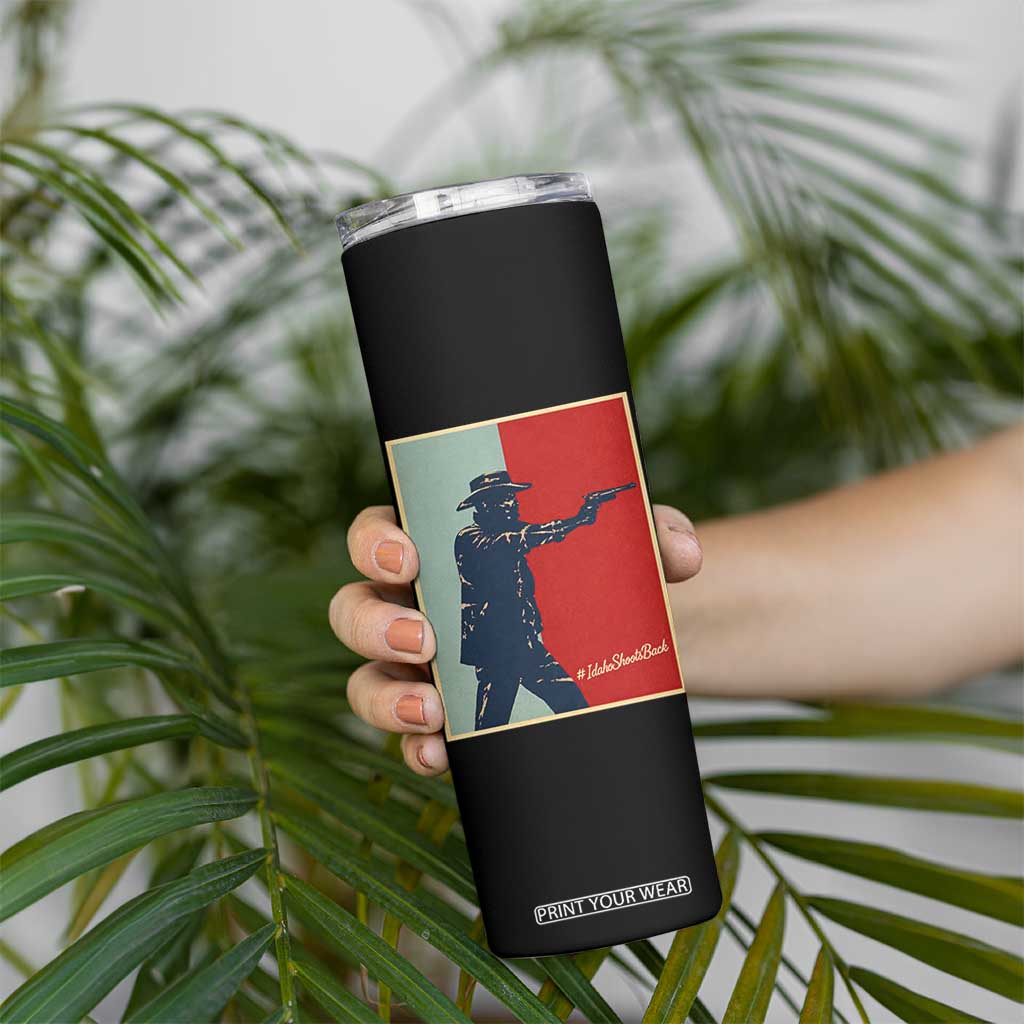 Idaho Shoots Back Vintage Pop Art Poster Style Graphic Skinny Tumbler
