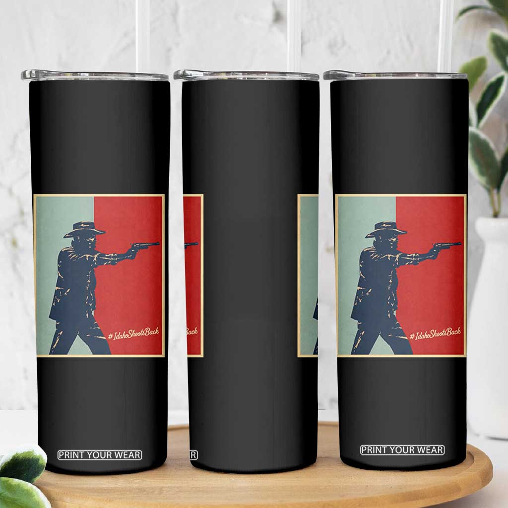 Idaho Shoots Back Vintage Pop Art Poster Style Graphic Skinny Tumbler