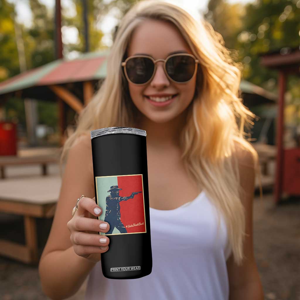 Idaho Shoots Back Vintage Pop Art Poster Style Graphic Skinny Tumbler