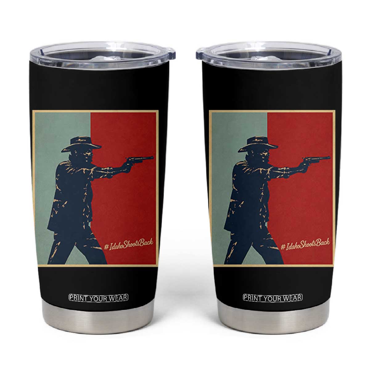 Idaho Shoots Back Vintage Pop Art Poster Style Graphic Tumbler Cup TS02 Black Print Your Wear