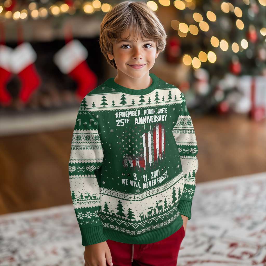 Remember Honor Unite 9 11 Memorial 25th Anniversary Ugly Christmas Sweater We Will Never Forget Patriotic American Flag