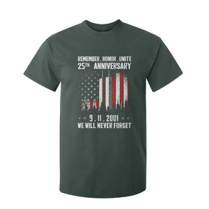 Remember Honor Unite 9 11 Memorial 25th Anniversary T Shirt For Kid We Will Never Forget Patriotic American Flag