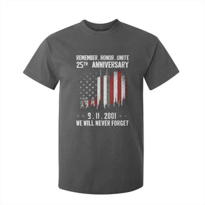 Remember Honor Unite 9 11 Memorial 25th Anniversary T Shirt For Kid We Will Never Forget Patriotic American Flag