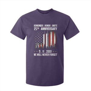 Remember Honor Unite 9 11 Memorial 25th Anniversary T Shirt For Kid We Will Never Forget Patriotic American Flag