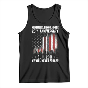 Remember Honor Unite 9 11 Memorial 25th Anniversary Tank Top We Will Never Forget Patriotic American Flag
