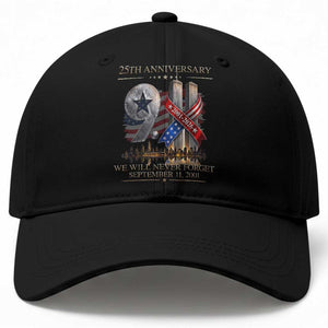 We Will Never Forget 9 11 Memorial 25th Anniversary Baseball Cap Patriotic American Flag Ribbon