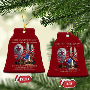 We Will Never Forget 9 11 Memorial 25th Anniversary Ceramic Ornament Patriotic American Flag Ribbon