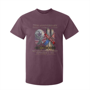 We Will Never Forget 9 11 Memorial 25th Anniversary T Shirt For Kid Patriotic American Flag Ribbon