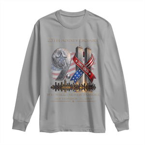 We Will Never Forget 9 11 Memorial 25th Anniversary Long Sleeve Shirt Patriotic American Flag Ribbon