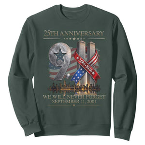 We Will Never Forget 9 11 Memorial 25th Anniversary Sweatshirt Patriotic American Flag Ribbon